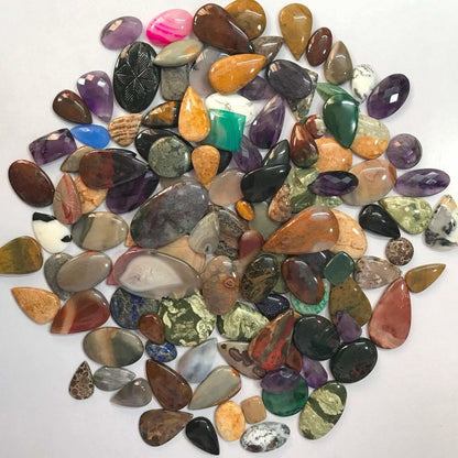 (2 to 3pcs) Natural Mix Gemstones Wholesale Cabochons Lot, Jewelry Making Loose Gemstone, DIY Stones, Wire Wrapping, Reiki, Wikka, Healing Crystals, Bulk Gemstone Deal (100 carats)