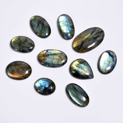 Natural [40mm+] 3pcs Large Labradorite Gemstones Cabochons, Jewelry Making Loose Gemstone, Polished Gems, DIY, Wire Wrapping, Reiki, Wikka, Healing Crystals, Bulk Gemstone Deal [225+cts]