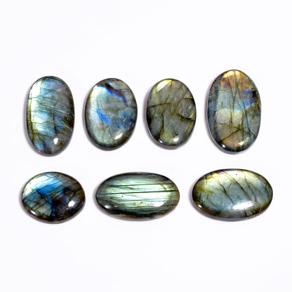 Natural [40mm+] 3pcs Large Labradorite Gemstones Cabochons, Jewelry Making Loose Gemstone, Polished Gems, DIY, Wire Wrapping, Reiki, Wikka, Healing Crystals, Bulk Gemstone Deal [225+cts]