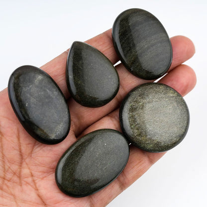 Golden Sheen Obsidian Mix Shape Gemstones Cabochons [25-35mm] (2-3pcs), Jewelry Making Loose Gemstone, Polished Gems, DIY, Wire Wrapping, Reiki, Wikka, Healing Crystals, Bulk Gemstone Deal