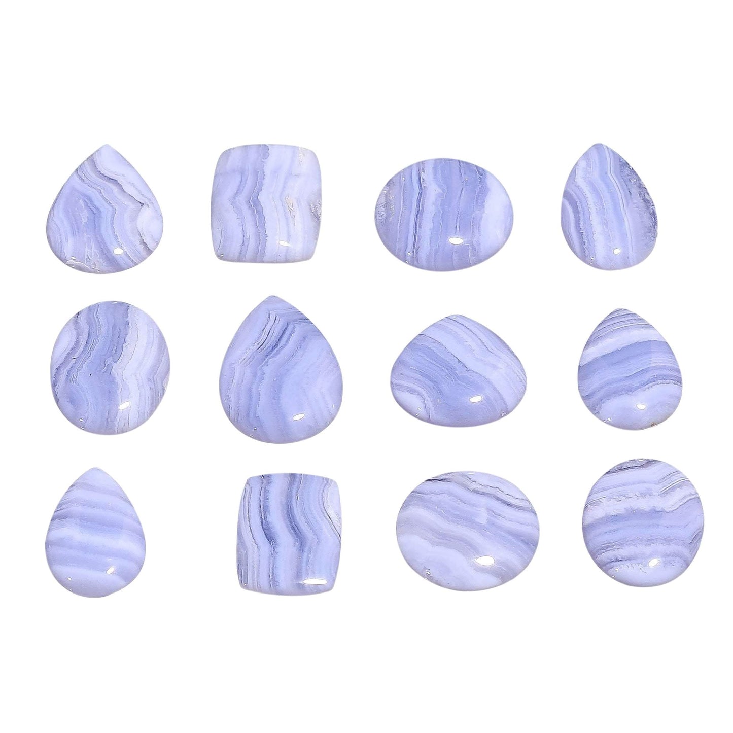 100ct natural blue lace agate cabochon wholesale lot mixed shapes – full lot Brazil origin A+ quality