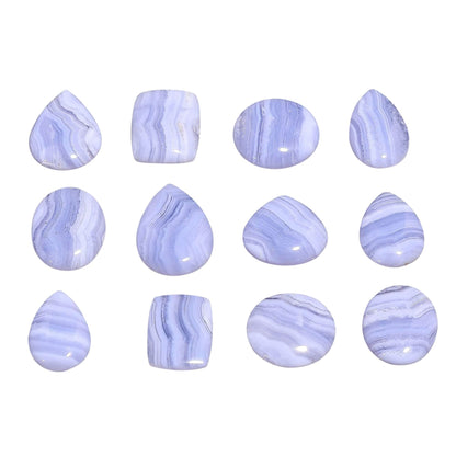 100ct natural blue lace agate cabochon wholesale lot mixed shapes – full lot Brazil origin A+ quality
