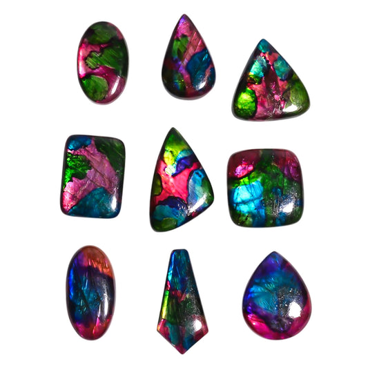 [20-30mm] [5pcs] Large Rainbow Pattern Labradorite Gemstones Cabochons, Jewelry Making Loose Gemstone, Polished Gems, DIY, Wire Wrapping, Reiki, Wikka, Healing Crystals, Bulk Gemstone Deal