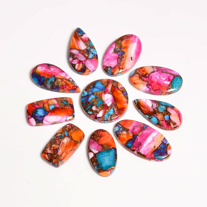 Dahlia copper turquoise cabochon for wire wrapping and jewelry making supply