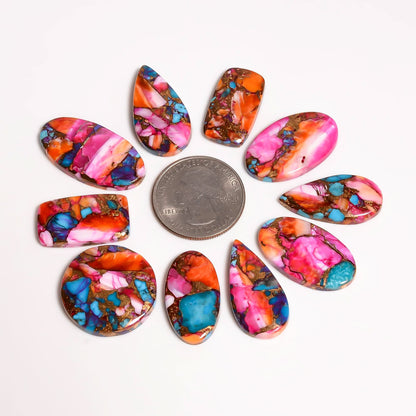 Copper turquoise stone flat back polished AAA quality mix shape loose gemstone
