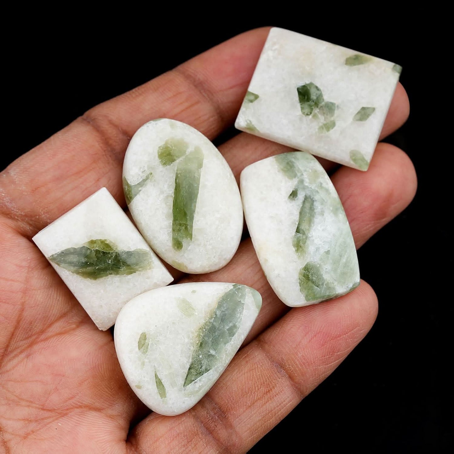 [20-35mm] (3-4pcs) Green Tourmaline Mix Shape Gemstones Cabochons, Jewelry Making Loose Gemstone, Polished Gems, DIY, Wire Wrapping, Reiki, Wikka, Healing Crystals, Bulk Gemstone Deal