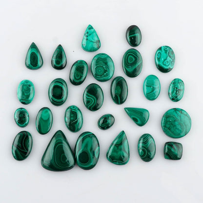 90+ carats Natural Malachite Gemstone Wholesale Cabochons Lot, Jewelry Making Loose Gemstone, Polished Decor Specimen, DIY, Wire Wrapping, Healing Crystals, Bulk Gemstone Deal 4-5pcs