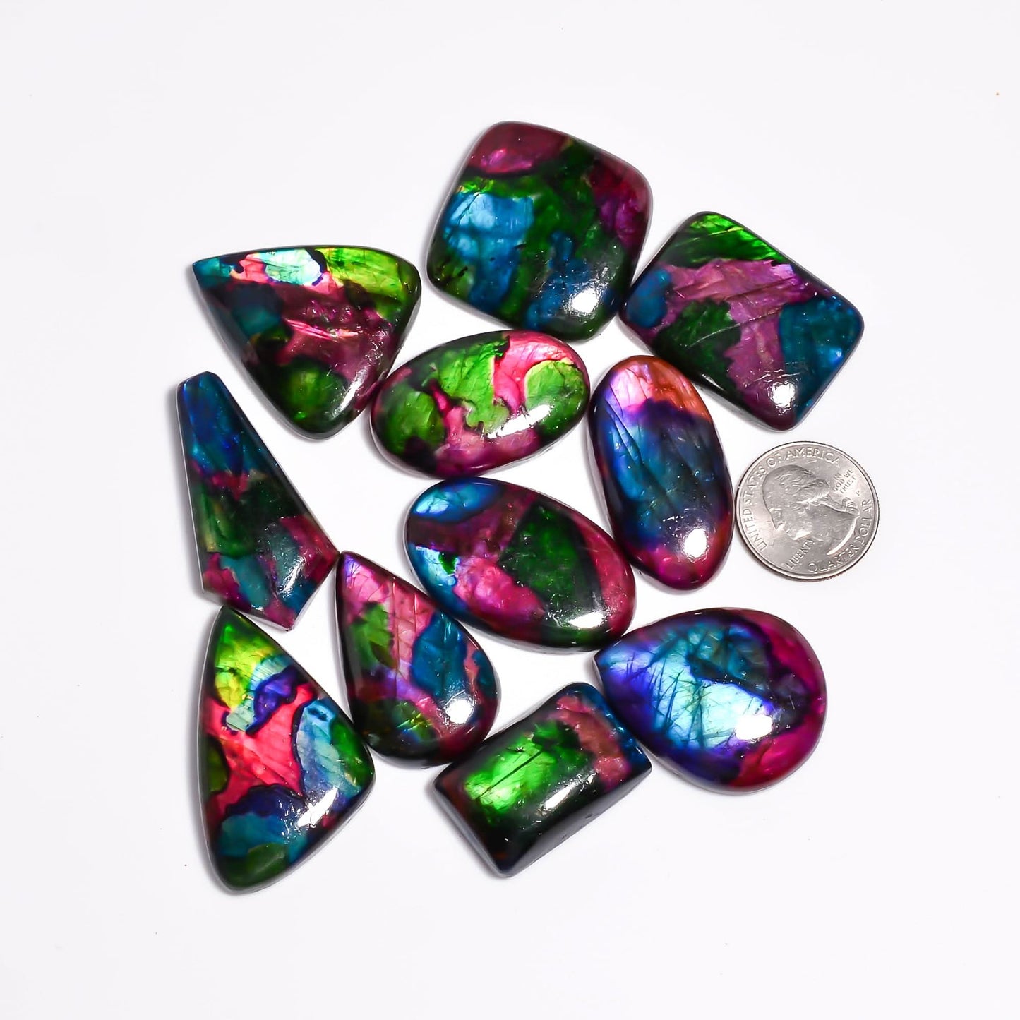 [20-30mm] [5pcs] Large Rainbow Pattern Labradorite Gemstones Cabochons, Jewelry Making Loose Gemstone, Polished Gems, DIY, Wire Wrapping, Reiki, Wikka, Healing Crystals, Bulk Gemstone Deal