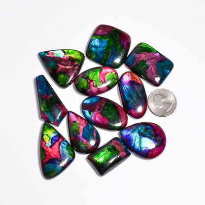 [20-30mm] [5pcs] Large Rainbow Pattern Labradorite Gemstones Cabochons, Jewelry Making Loose Gemstone, Polished Gems, DIY, Wire Wrapping, Reiki, Wikka, Healing Crystals, Bulk Gemstone Deal