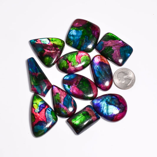 [30-40mm] [3pcs] Large Rainbow Pattern Labradorite Gemstones Cabochons, Jewelry Making Loose Gemstone, Polished Gems, DIY, Wire Wrapping, Reiki, Wikka, Healing Crystals, Bulk Gemstone Deal