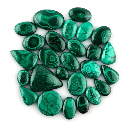 90+ carats Natural Malachite Gemstone Wholesale Cabochons Lot, Jewelry Making Loose Gemstone, Polished Decor Specimen, DIY, Wire Wrapping, Healing Crystals, Bulk Gemstone Deal 4-5pcs