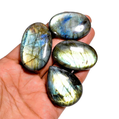 Natural [40mm+] 3pcs Large Labradorite Gemstones Cabochons, Jewelry Making Loose Gemstone, Polished Gems, DIY, Wire Wrapping, Reiki, Wikka, Healing Crystals, Bulk Gemstone Deal [225+cts]