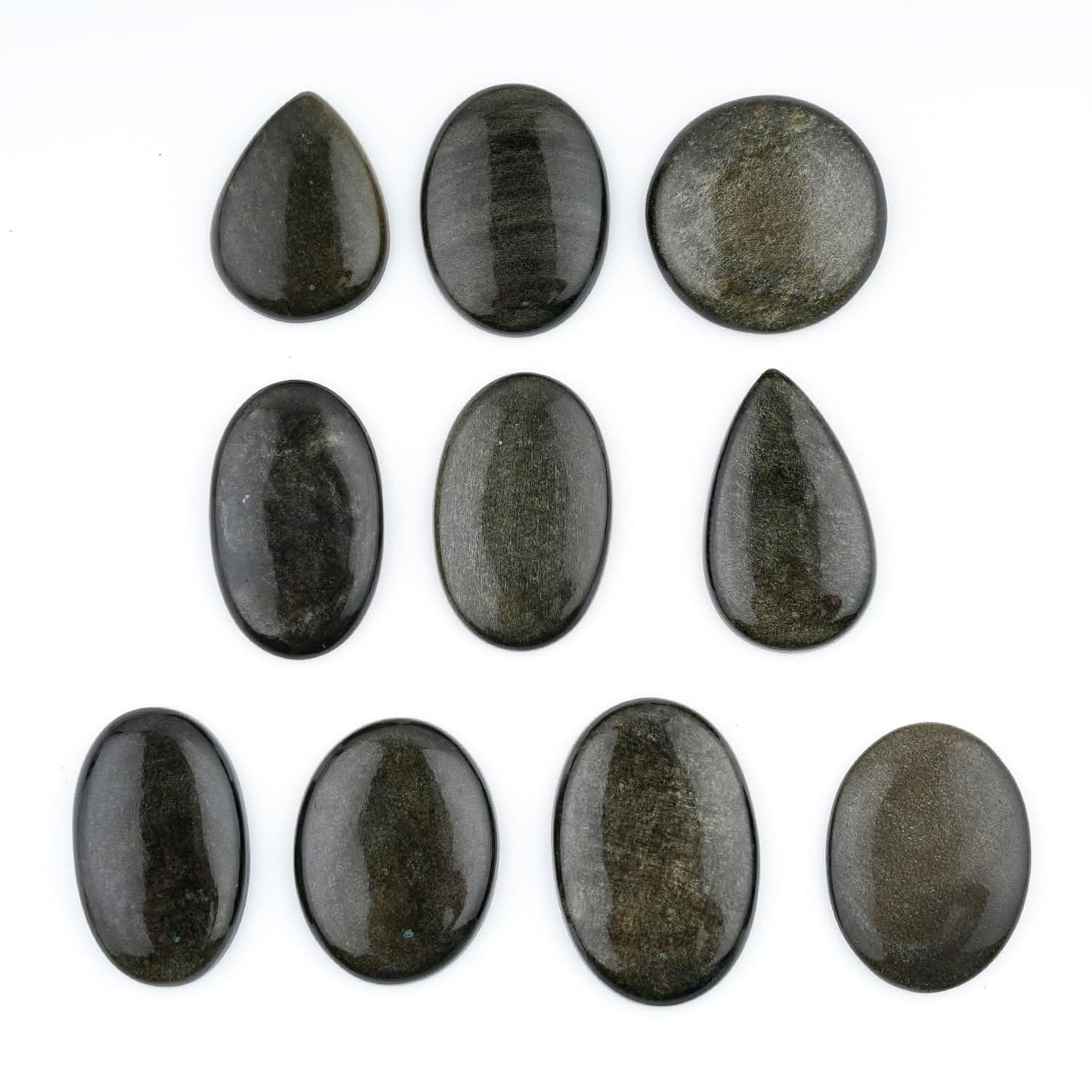 Golden Sheen Obsidian Mix Shape Gemstones Cabochons [25-35mm] (2-3pcs), Jewelry Making Loose Gemstone, Polished Gems, DIY, Wire Wrapping, Reiki, Wikka, Healing Crystals, Bulk Gemstone Deal