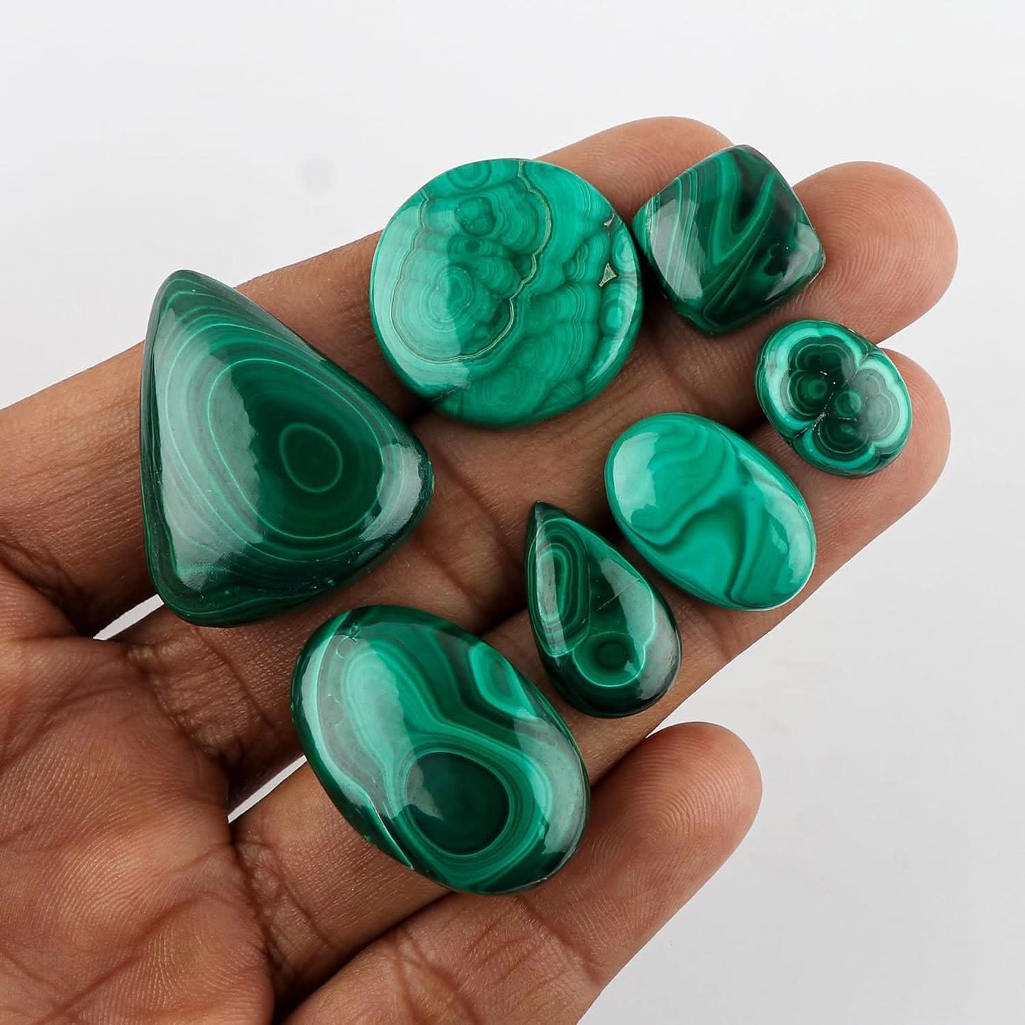 90+ carats Natural Malachite Gemstone Wholesale Cabochons Lot, Jewelry Making Loose Gemstone, Polished Decor Specimen, DIY, Wire Wrapping, Healing Crystals, Bulk Gemstone Deal 4-5pcs