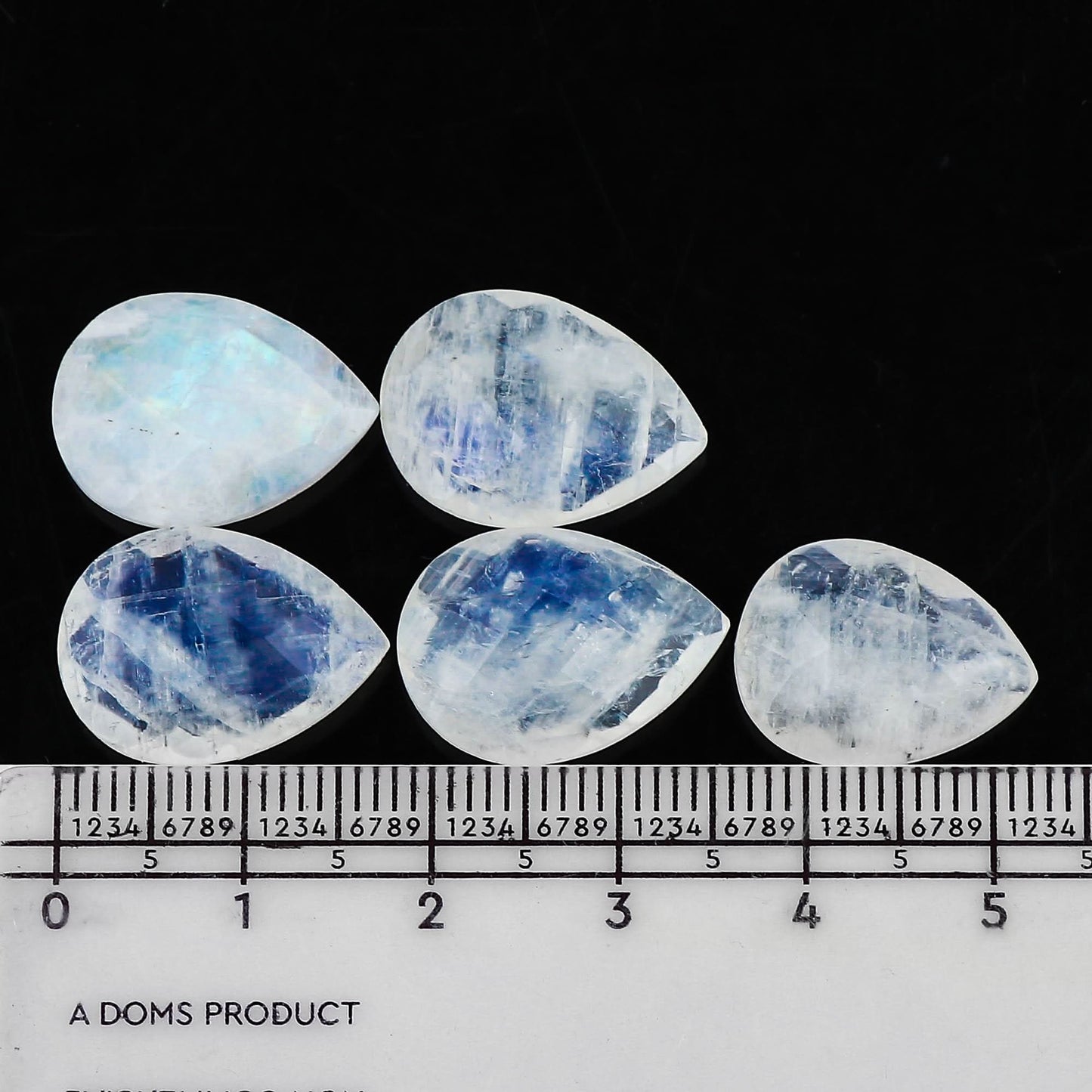 Natural Rainbow Moonstone Briolette Cut Gemstones Cabochons for Jewelry Making, Pear-Shape | 5pcs | 15-18mm