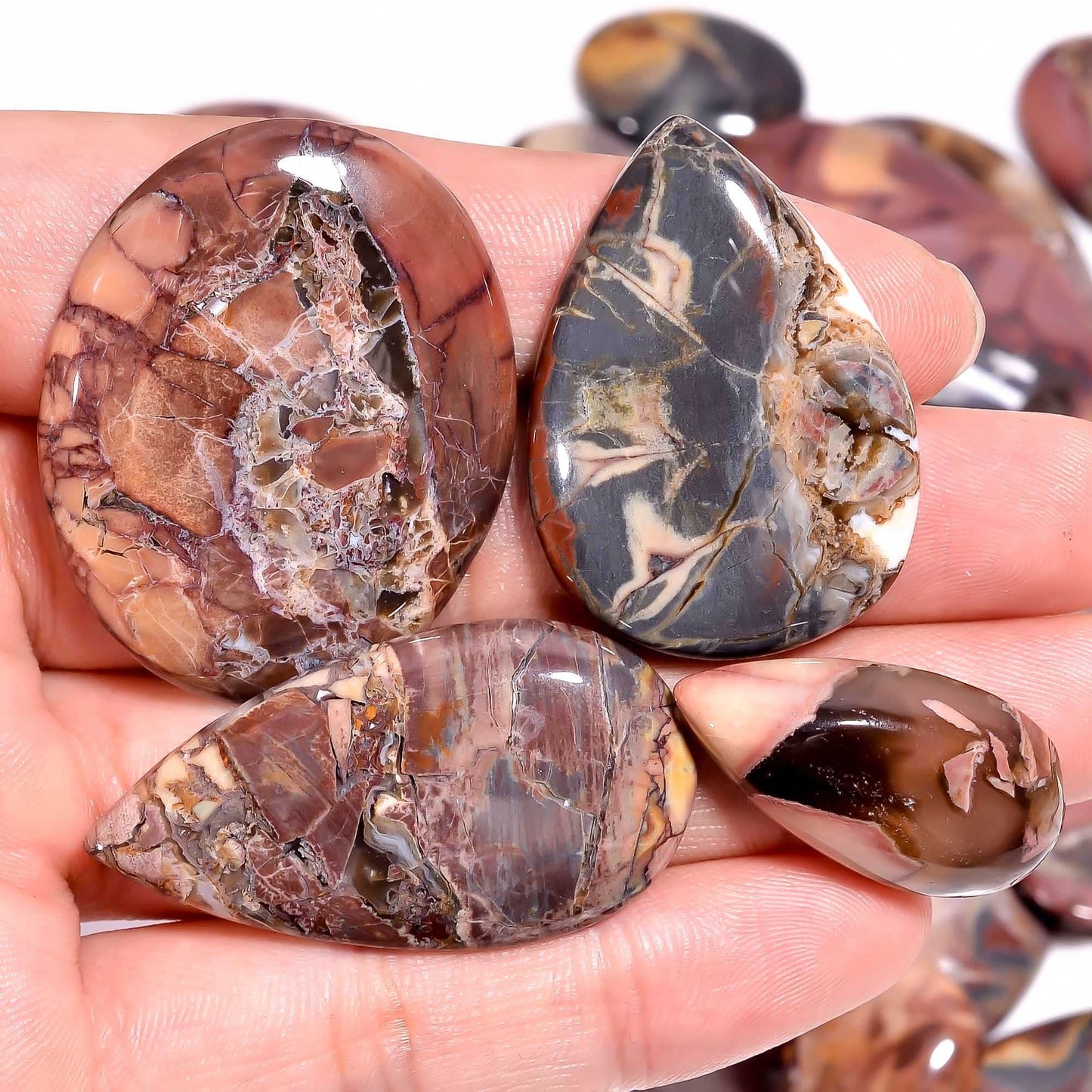 [20-30mm] (5pcs) Butterfly Jasper Mix Shape Gemstones Cabochons, Jewelry Making Loose Gemstone, Polished Gems, DIY, Wire Wrapping, Reiki, Wikka, Healing Crystals, Bulk Gemstone Deal
