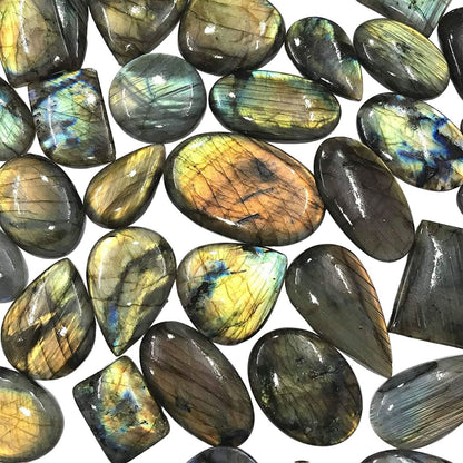 100ct natural labradorite spectrolite cabochon wholesale lot mixed shapes – full lot gold blue green labradorescence