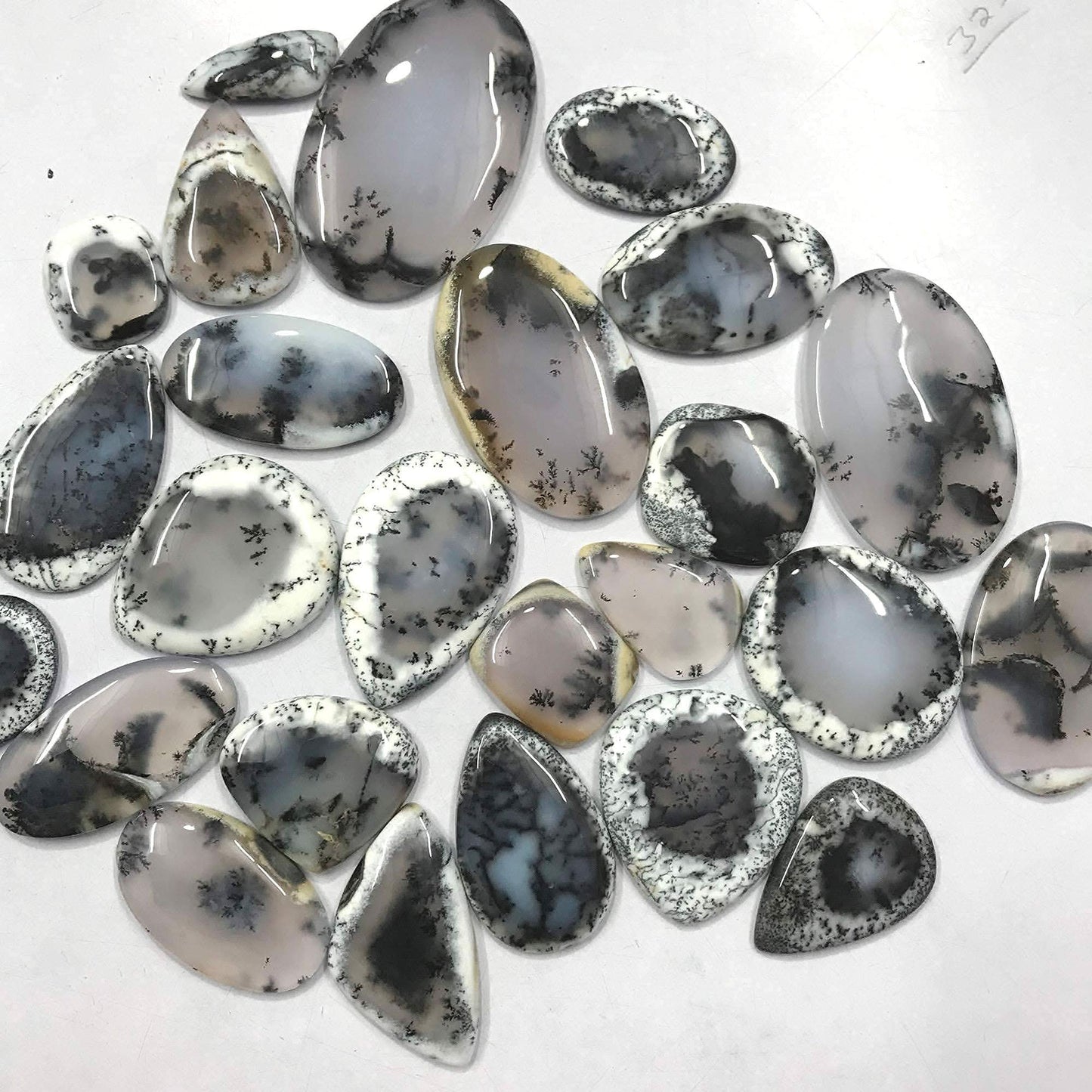 Natural dendrite opal gemstone cabochons mixed shapes oval teardrop – individual pieces Australia origin