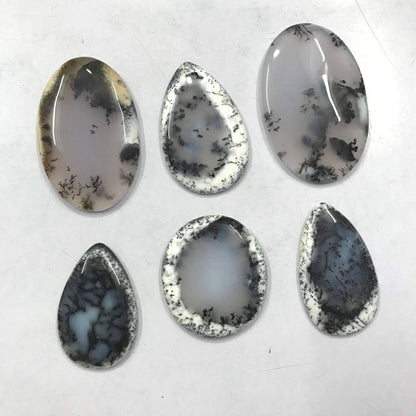 Dendrite opal cabochon lot polished flat back A+ quality – close up dendrite pattern detail