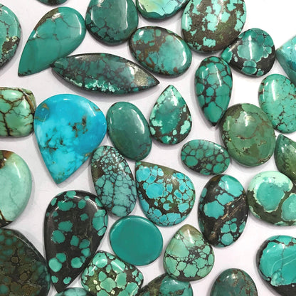 Authentic Tibetan Turquoise stones with natural matrix for healing crystals