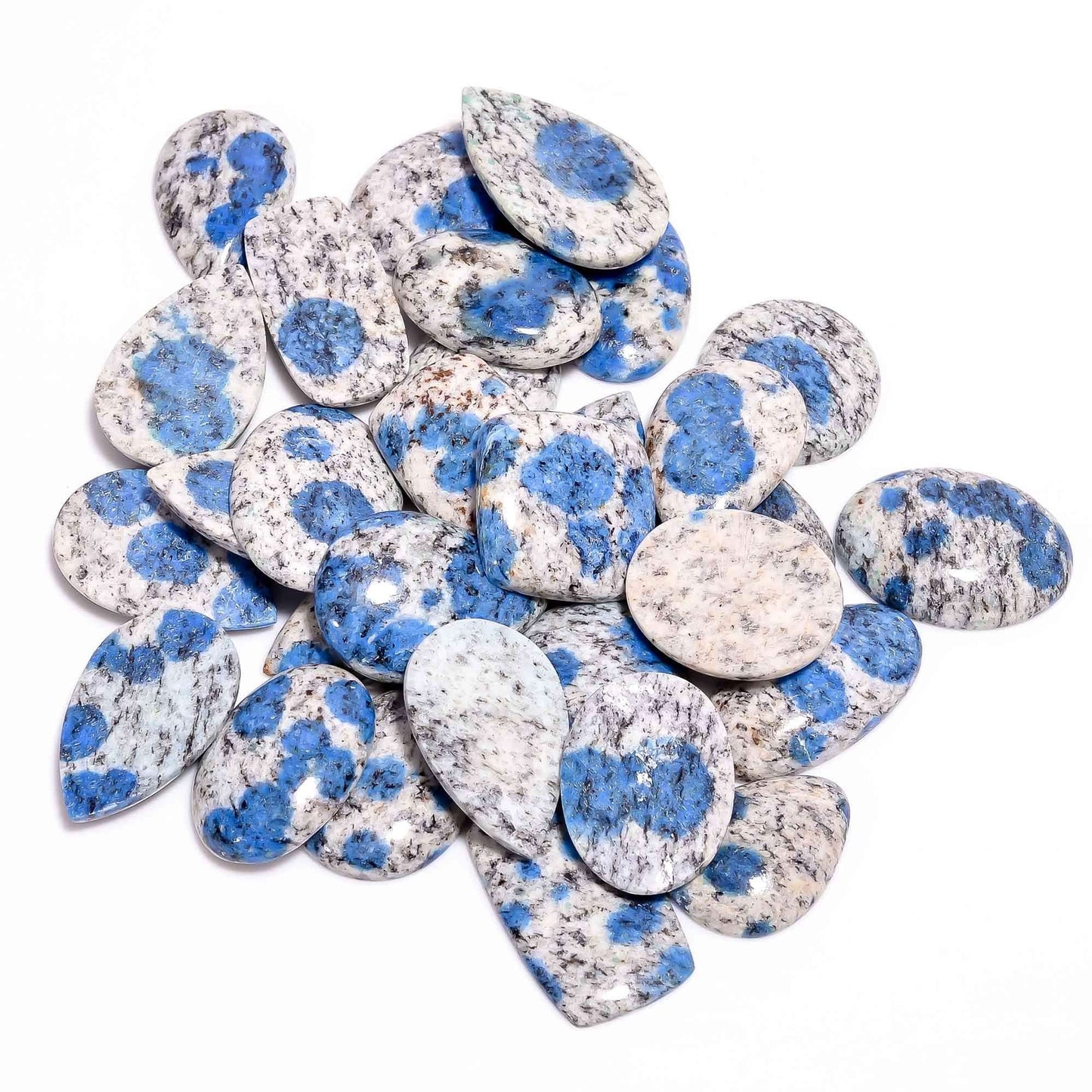 Natural k2 jasper cabochon lot loose gemstones blue dot pattern

