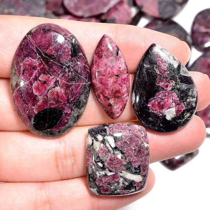 2 pcs Natural Eudialyte Gemstone Wholesale Cabochons Lot, Jewelry Making Loose Gemstone, Polished Home Decor Specimen, DIY, Wire Wrapping, Reiki, Healing Crystals, Bulk Gemstone Deal