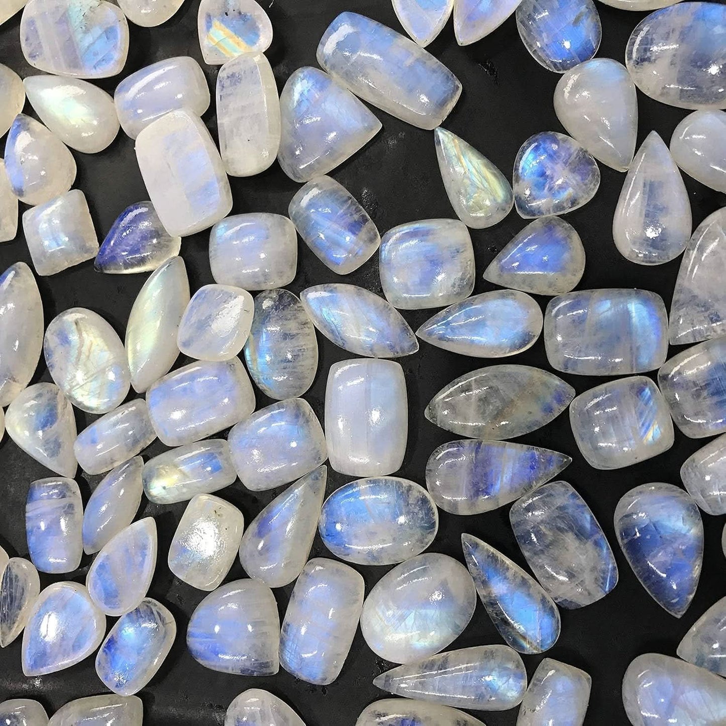 90+ cts Natural Rainbow Moonstone Gemstone Wholesale Cabochons Lot, Jewelry Making Loose Gemstone, Polished Decor, DIY, Wire Wrapping, Reiki, Wikka, Healing Crystals, Bulk Gemstone (4 to 5pcs)