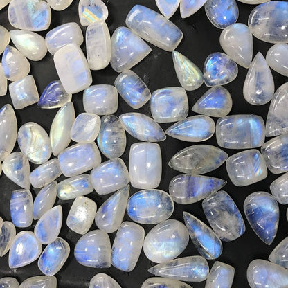 90+ cts Natural Rainbow Moonstone Gemstone Wholesale Cabochons Lot, Jewelry Making Loose Gemstone, Polished Decor, DIY, Wire Wrapping, Reiki, Wikka, Healing Crystals, Bulk Gemstone (4 to 5pcs)