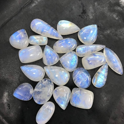 90+ cts Natural Rainbow Moonstone Gemstone Wholesale Cabochons Lot, Jewelry Making Loose Gemstone, Polished Decor, DIY, Wire Wrapping, Reiki, Wikka, Healing Crystals, Bulk Gemstone (4 to 5pcs)