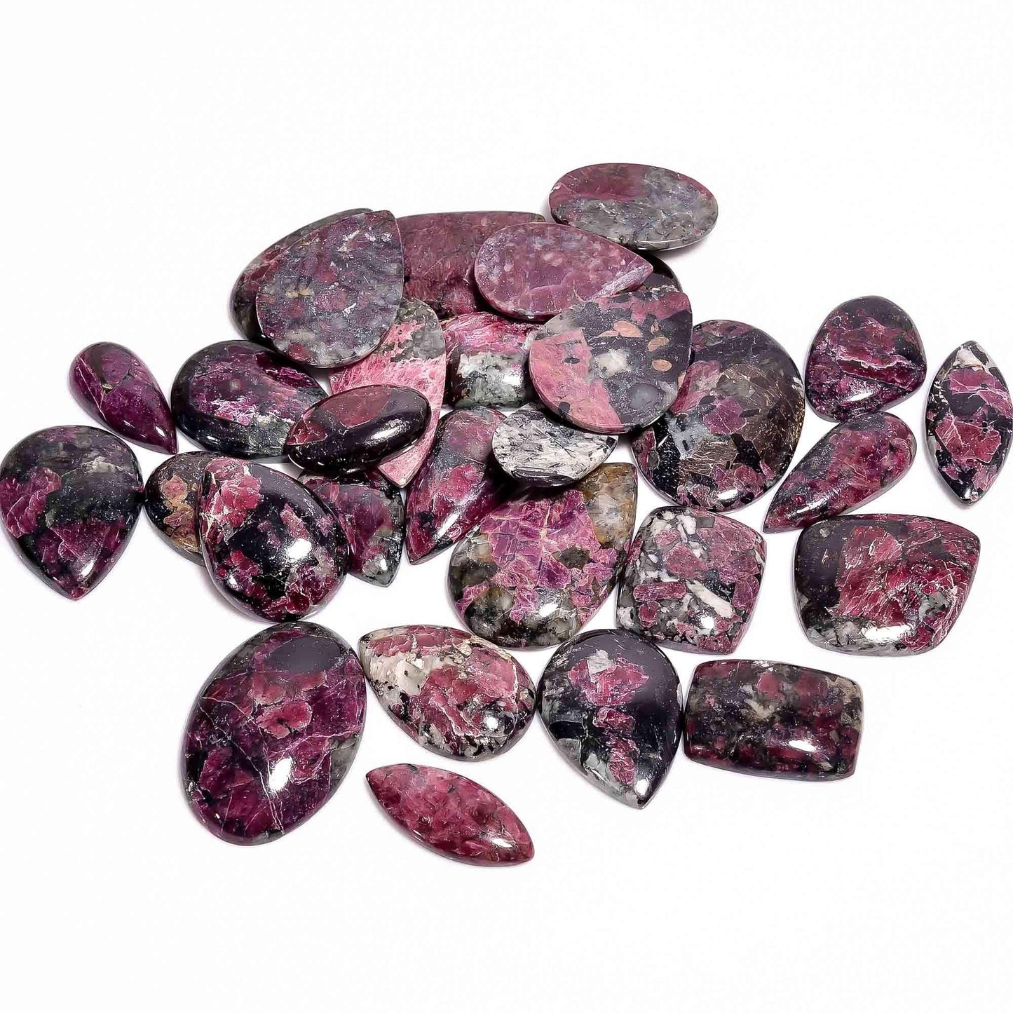 2 pcs Natural Eudialyte Gemstone Wholesale Cabochons Lot, Jewelry Making Loose Gemstone, Polished Home Decor Specimen, DIY, Wire Wrapping, Reiki, Healing Crystals, Bulk Gemstone Deal