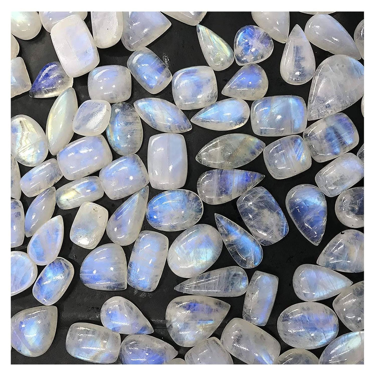 (4 to 5pcs) Natural Rainbow Moonstone Gemstone Wholesale Cabochons Lot, Jewelry Making Loose Gemstone, Polished Decor, DIY, Wire Wrapping, Reiki, Wikka, Healing Crystals, Bulk Gemstone
