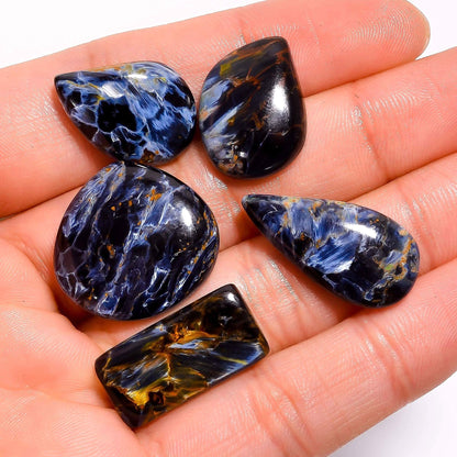 3 to 5pcs Black Pietersite Cabochon Gemstones for Jewelry Making, Chatoyant Crystals, Wholesale Stones Lot Supply, Mix Pack, Birthstone, Healing Crystals