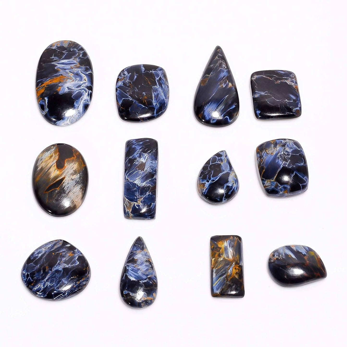 3 to 5pcs Black Pietersite Cabochon Gemstones for Jewelry Making, Chatoyant Crystals, Wholesale Stones Lot Supply, Mix Pack, Birthstone, Healing Crystals