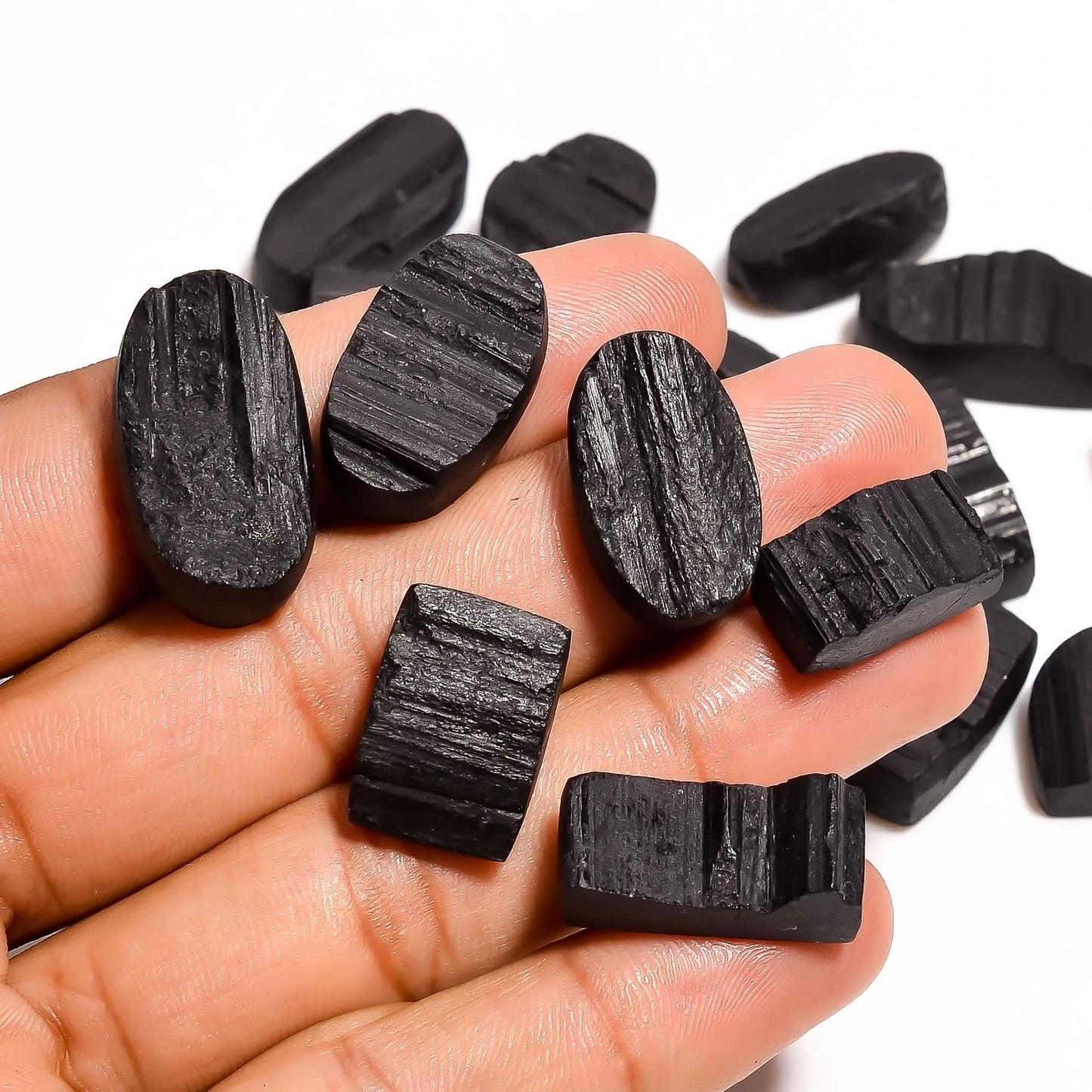 Bulk Black Tourmaline Druzy Cabochon Supply