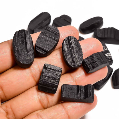 Bulk Black Tourmaline Druzy Cabochon Supply