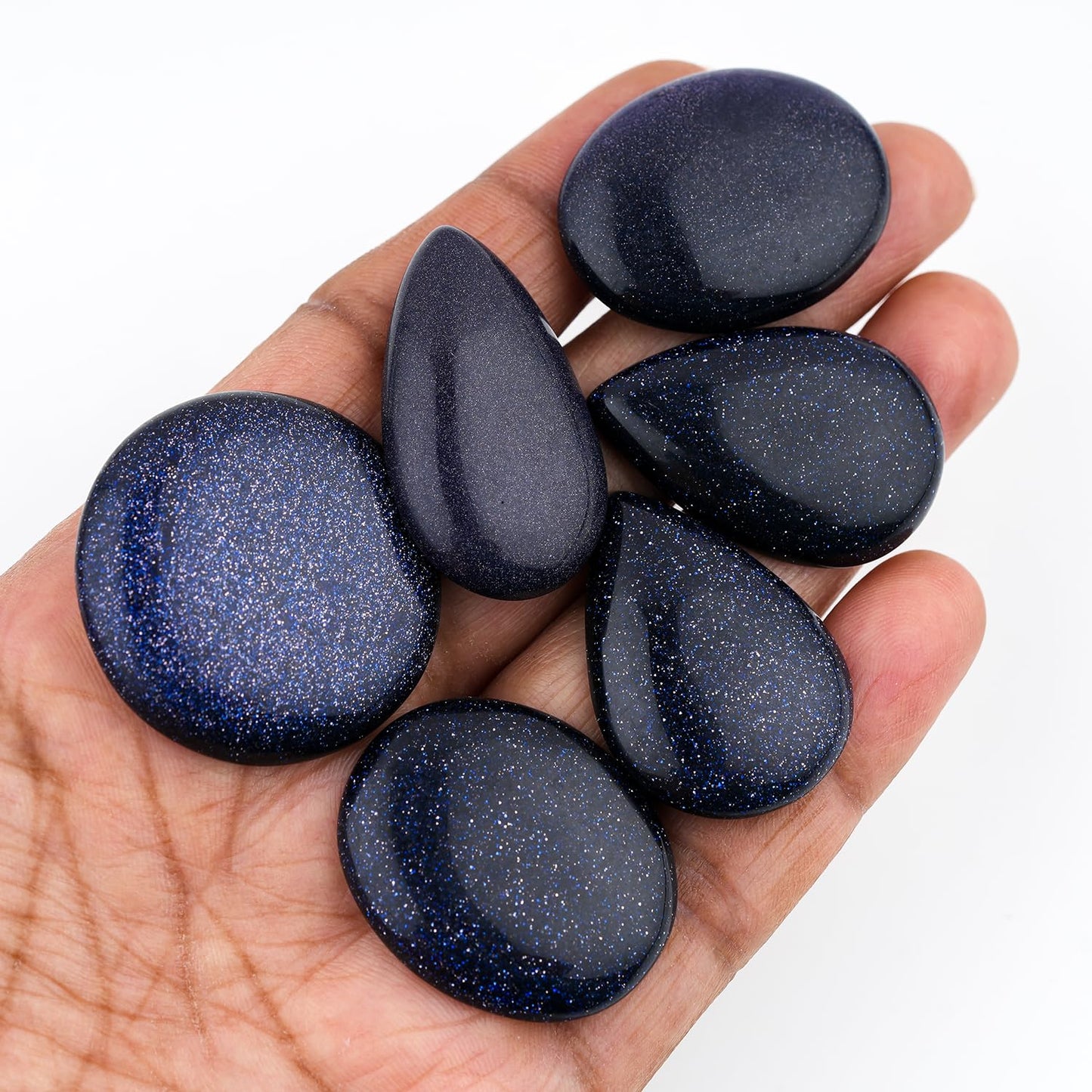 [25-35mm] (2-3pcs) Blue Sunstone Mix Shape Gemstones Cabochons, Jewelry Making Loose Gemstone, Polished Gems, DIY, Wire Wrapping, Reiki, Wikka, Healing Crystals, Bulk Gemstone Deal
