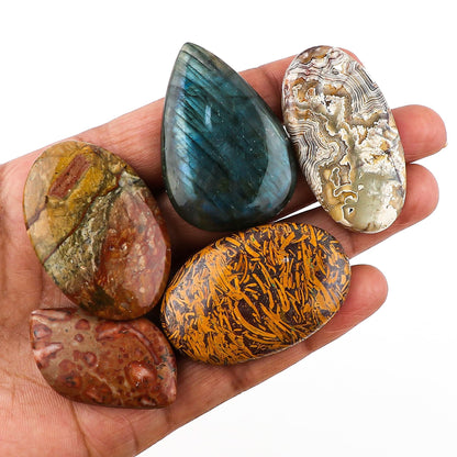 40-50MM, 3PCS, Natural Mix Gemstones Wholesale Cabochons Lot, Jewelry Making Loose Gemstone, DIY Stones, Wire Wrapping, Reiki, Wikka, Healing Crystals, Bulk Gemstone Deal, 250+ CARATS