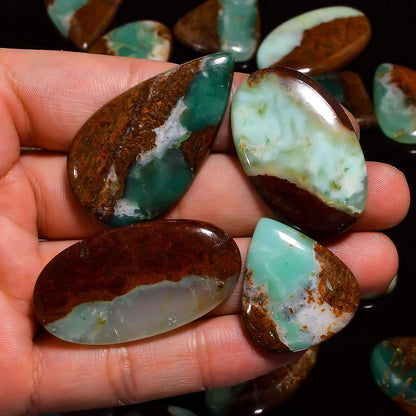 3pcs Natural Bi-Chrysoprase Gemstone Wholesale Cabochons Lot, Jewelry Making Loose Gemstone, Polished Home Decor Specimen, DIY, Wire Wrapping, Reiki, Healing Crystals, Bulk Gemstone Deal