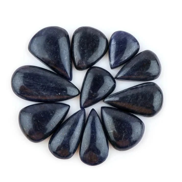 Blue Quartz Cabochon Bulk Lot – 100 Carats Natural Deep Blue Gemstones (Round, Oval & Pear Mix Shapes 20mm+) for Jewelry Making