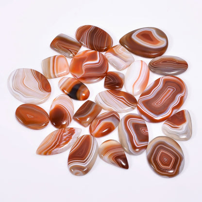 Orange Banded Agate Mix Shape Gemstones Cabochons [30-40mm] (3pcs) , Jewelry Making Loose Gemstone, Polished Gems, DIY, Wire Wrapping, Reiki, Wikka, Healing Crystals, Bulk Gemstone Deal