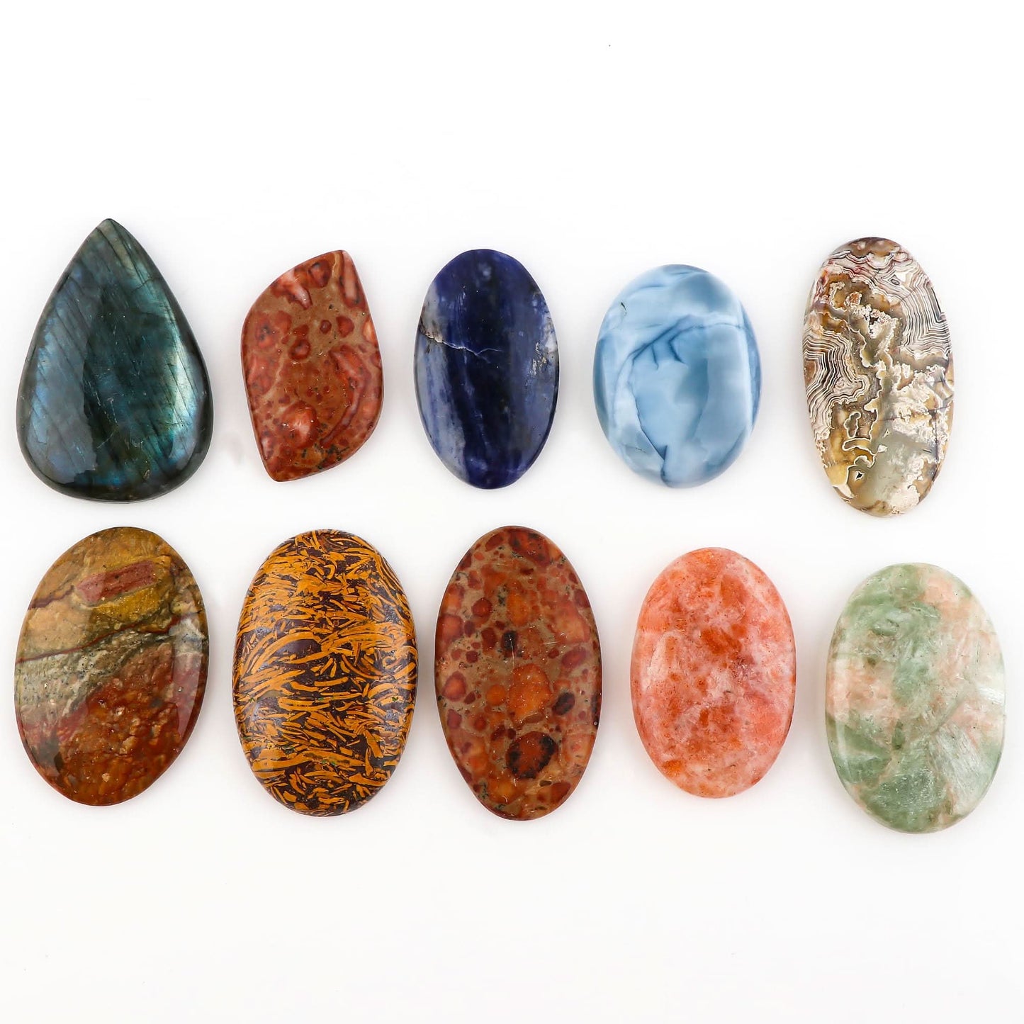 30-40MM, 5PCS, Natural Mix Gemstones Wholesale Cabochons Lot, Jewelry Making Loose Gemstone, DIY Stones, Wire Wrapping, Reiki, Wikka, Healing Crystals, Bulk Gemstone Deal, 260+ CARATS