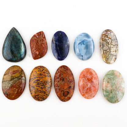 30-40MM, 5PCS, Natural Mix Gemstones Wholesale Cabochons Lot, Jewelry Making Loose Gemstone, DIY Stones, Wire Wrapping, Reiki, Wikka, Healing Crystals, Bulk Gemstone Deal, 260+ CARATS
