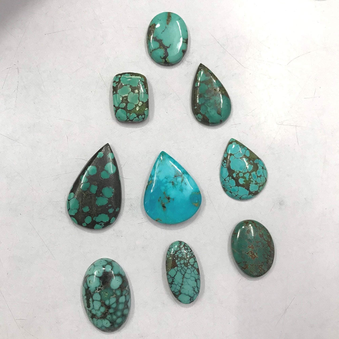 Flat back natural turquoise from Tibet for DIY jewelry and wire wrapping