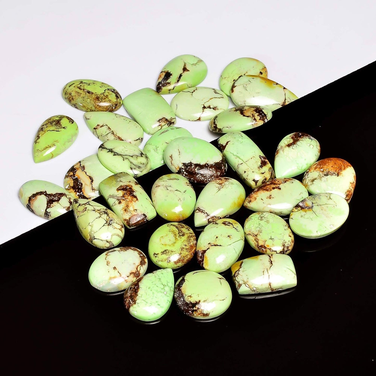 3 to 4pcs Natural Lemon Chrysoprase Gemstone Wholesale Cabochons Lot, Jewelry Making Loose Gemstone, Polished Home Decor Specimen, DIY, Wire Wrapping, Healing Crystals, Bulk Gemstone Deal