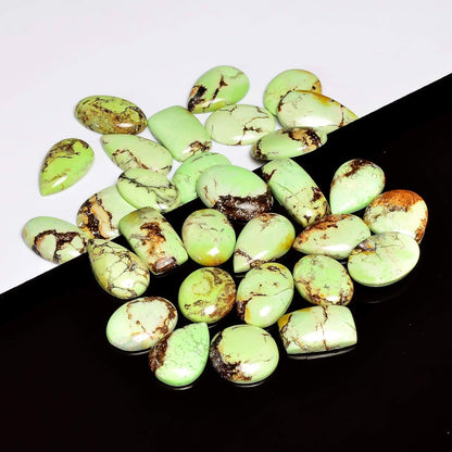 3 to 4pcs Natural Lemon Chrysoprase Gemstone Wholesale Cabochons Lot, Jewelry Making Loose Gemstone, Polished Home Decor Specimen, DIY, Wire Wrapping, Healing Crystals, Bulk Gemstone Deal