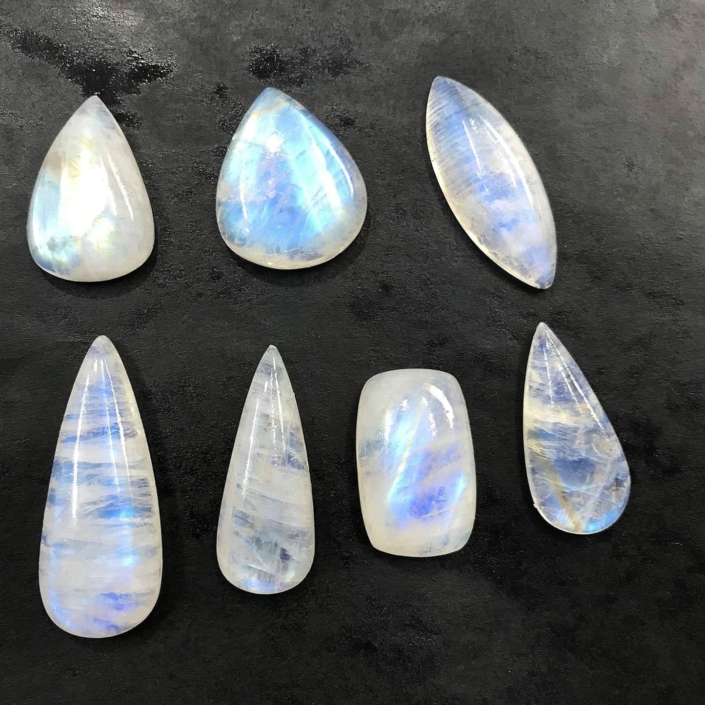 90+ cts Natural Rainbow Moonstone Gemstone Wholesale Cabochons Lot, Jewelry Making Loose Gemstone, Polished Decor, DIY, Wire Wrapping, Reiki, Wikka, Healing Crystals, Bulk Gemstone (4 to 5pcs)