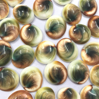 Natural shiva eye stone cabochons individual pieces – flat back polished brown green concentric pattern
