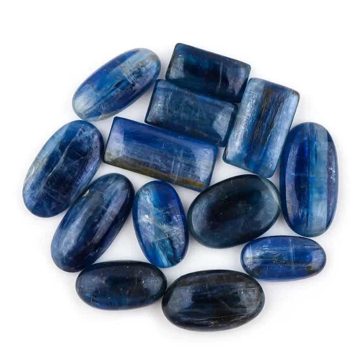 Natural Blue Kyanite "Light-Refracting" Cabochon Lot | 100% Raw Indigo Depth | Precision Polished Rounds, Ovals & Rectangles for High-End Artisan Jewelry & Energy Work