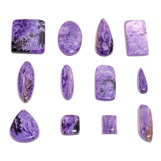 Real purple charoite cabochon lot natural Russian Siberian stones
