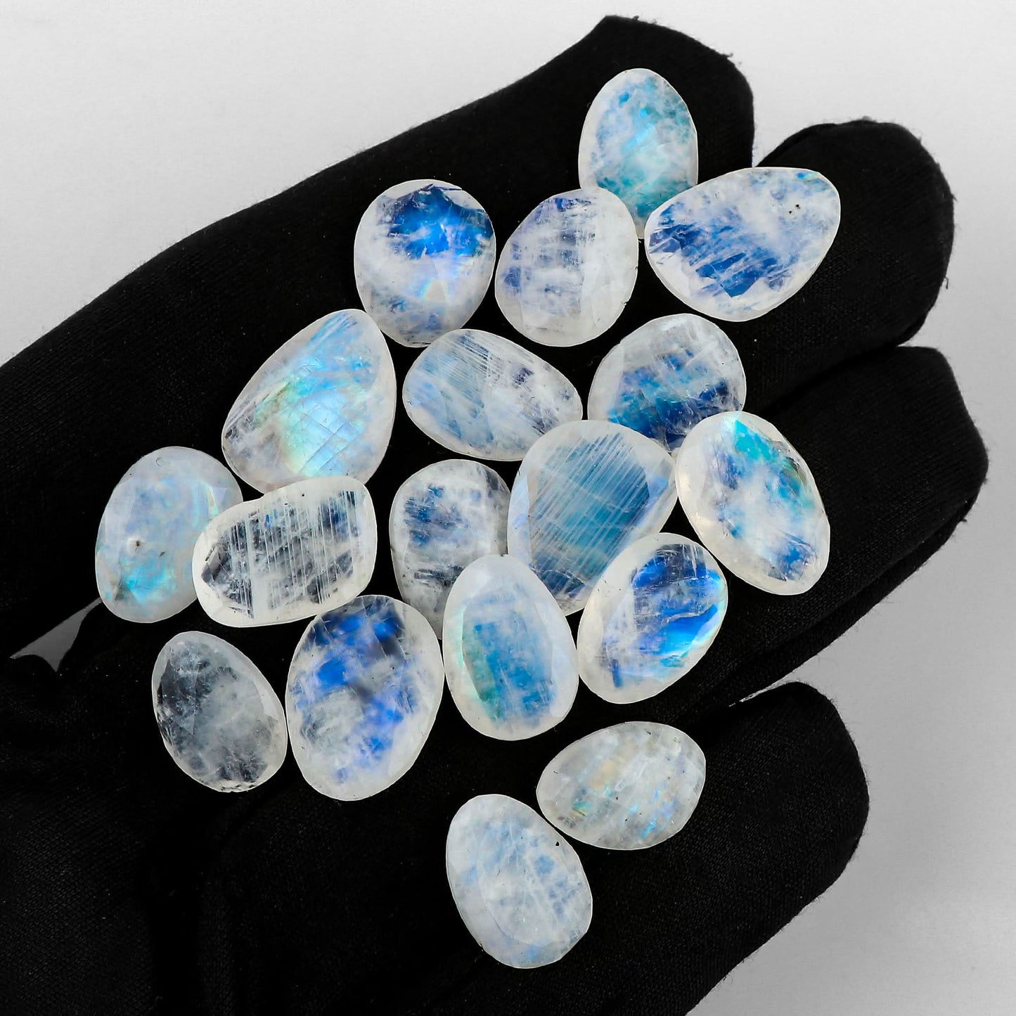 Natural Moonstone Rose-Cut Gemstones Cabochons for Jewelry Making, Mix-Shape | 8-10pcs | 12-15mm